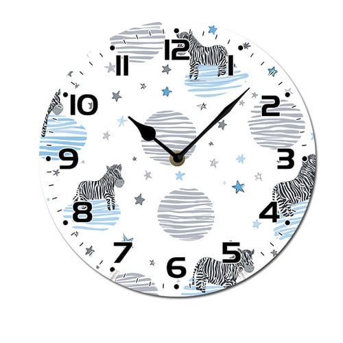 ZXCXRQFa Silent Clocks Cute Zebra Star Clock Wall Decor Battery Operated Floral Clocks Spring Wall Clocks Round Desk Clock 10 in Non Ticking Analog Bathroom Clocks