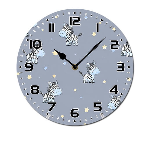 ZXCXRQFa Silent Clocks Cute Zebra Star Theme Battery Operated Silent Wall Clock Decor for Home, Kitchen, Living Room, Office, Bedroom, or Bathroom (10 Inch）