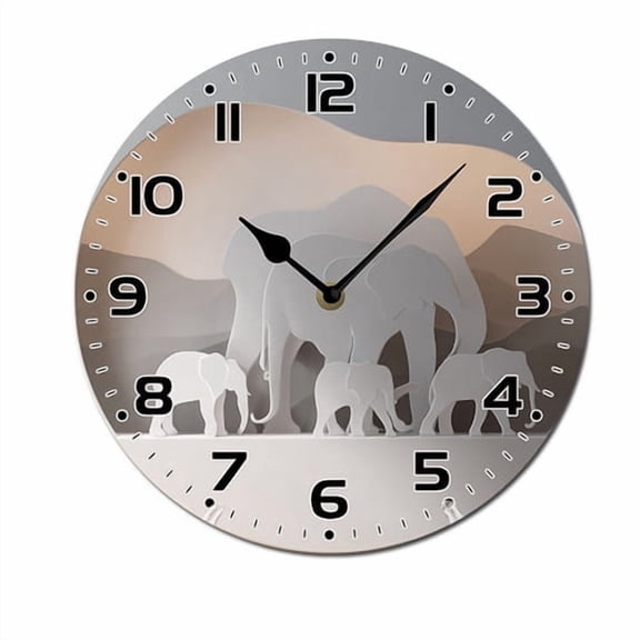 ZXCXRQFa Silent Clocks Elephant Forest Animal Theme Battery Operated Silent Wall Clock Decor for Home, Kitchen, Living Room, Office, Bedroom, or Bathroom (10 Inch)