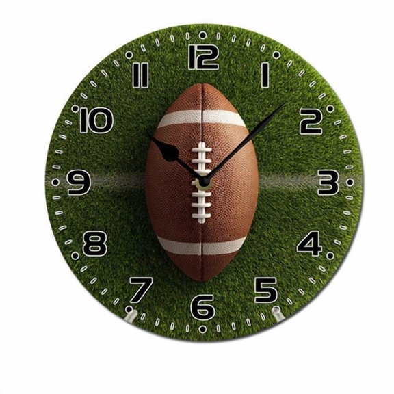 ZXCXRQFa Silent Clocks Football The Field Clock Wall Decor Battery Operated Floral Clocks Spring Wall Clocks Round Desk Clock 10 in Non Ticking Analog Bathroom Clocks