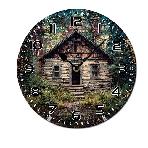 ZXCXRQFa Silent Clocks Forest Wooden House Colorful Silent Wall Clock Round - Non-Ticking Desk Clock Battery Operated Quiet Decorative for Living Room Home Office School Kitchen (10In)