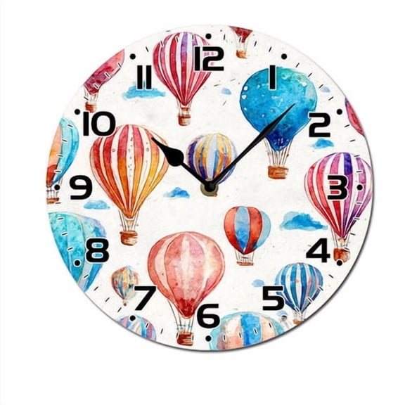 ZXCXRQFa Silent Clocks Hot Air Balloon Wall Clock Art Hanging Clocks Silent Non-Ticking Desk Clock Battery Operated Round Home Style Numeral Decorative Wall Clocks