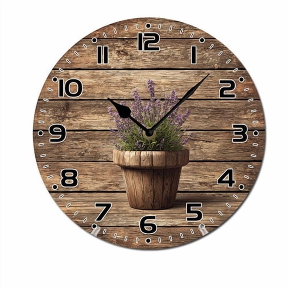 ZXCXRQFa Silent Clocks Lavender Autumn Forest Spring Wall-Clock for Girls Bedroom Analog Battery Operated 10 Inch - Round Wood Wall Clock Silent Non-Ticking Bathroom Bedroom Decor