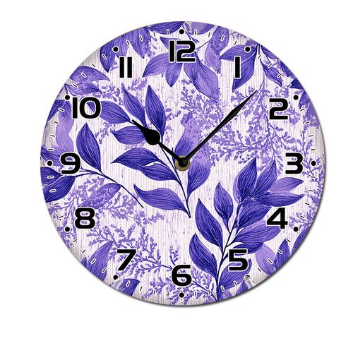ZXCXRQFa Silent Clocks Lavender Floral Pattern Wall Clock Silent 10 Inch Battery Operated Non Ticking Round Decorative Wood Quiet Clocks for Bedroom Office School Home