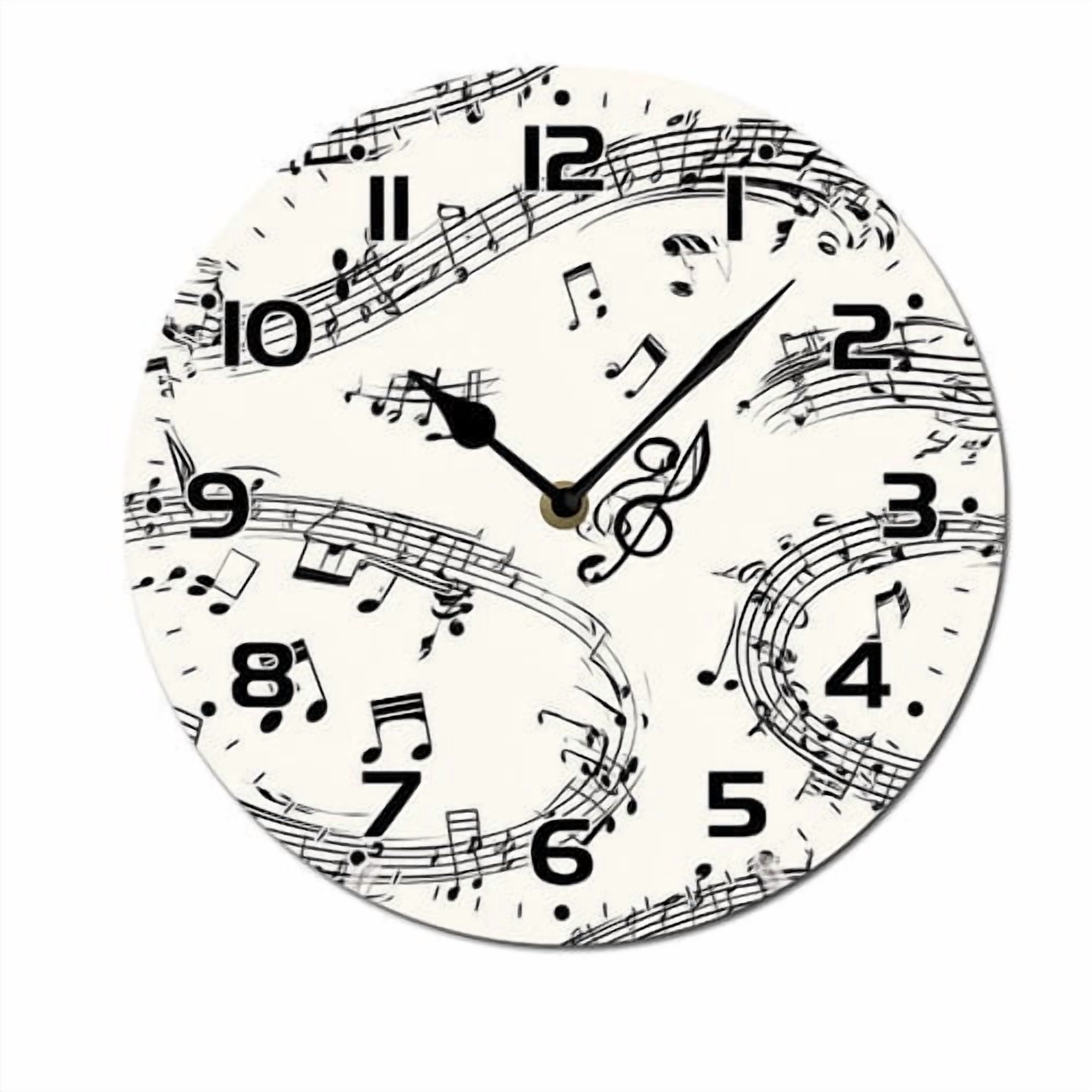 ZXCXRQFa Silent Clocks Music Notes Silent Wall Clock Round - Non ...