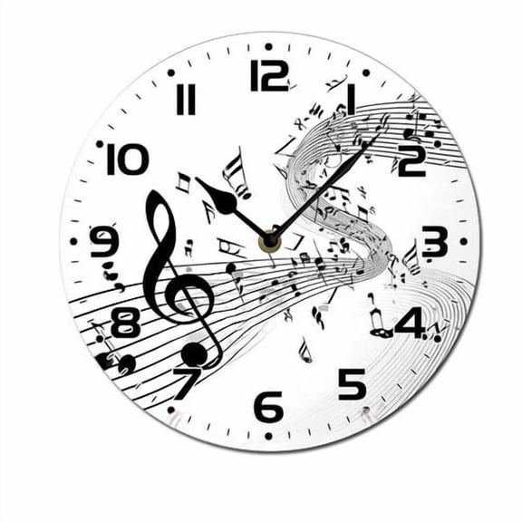 ZXCXRQFa Silent Clocks Music Notes Theme Battery Operated Silent Wall Clock Decor for Home, Kitchen, Living Room, Office, Bedroom, or Bathroom (10 Inch)