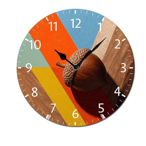 ZXCXRQFa Silent Clocks Nut Autumn Silent Non Ticking Battery Operated Clock Vintage Round Clocks or Garage Basement Restaurant Workshop Wall Art 10inch