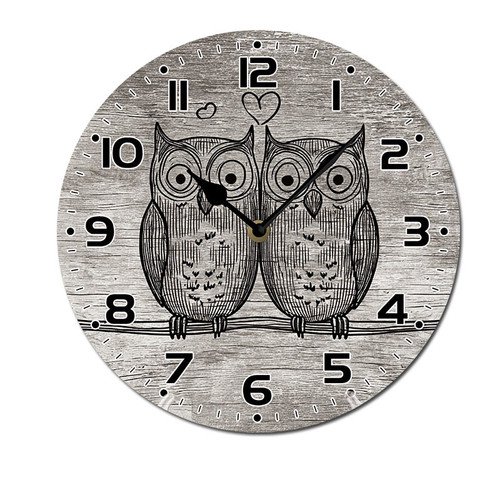 ZXCXRQFa Silent Clocks Owl Couple Animal Theme Battery Operated Silent Wall Clock Decor for Home, Kitchen, Living Room, Office, Bedroom, or Bathroom (10 Inch）