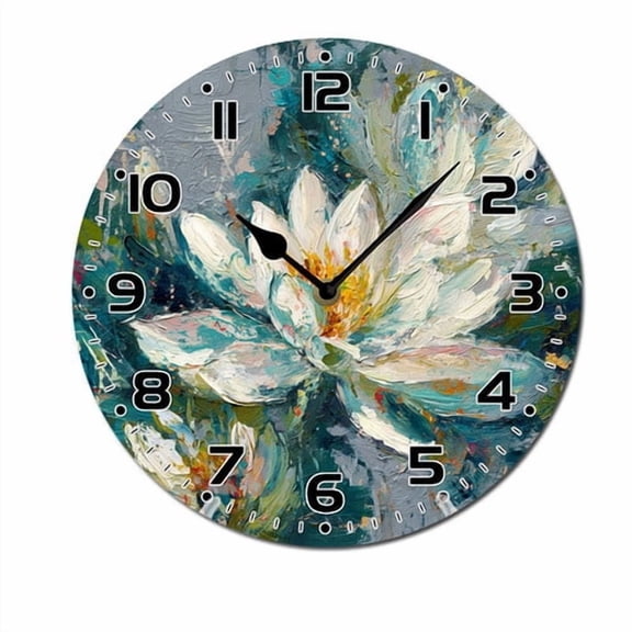 ZXCXRQFa Silent Clocks Rustic Flower Print Silent Non Ticking Round Wall Clock Home Decor Battery Operated Decorative for Living Room, Kitchen, Bedroom Clock Art