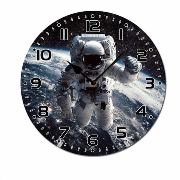 ZXCXRQFa Silent Clocks Space Near Earth Silent Wall Clock for Bathroom Indoor Decoration No Ticking 10 Inch Round Small Clock for Hospital Classroom Home Living Room