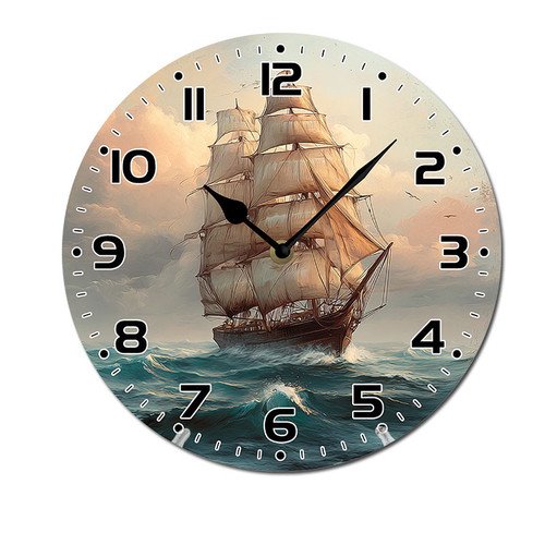 ZXCXRQFa Silent Clocks Vintage Ship Sea Ocean Silent Wall Clock for Bathroom Indoor Decoration No Ticking 10 Inch Round Small Clock for Hospital Classroom Home Living Room