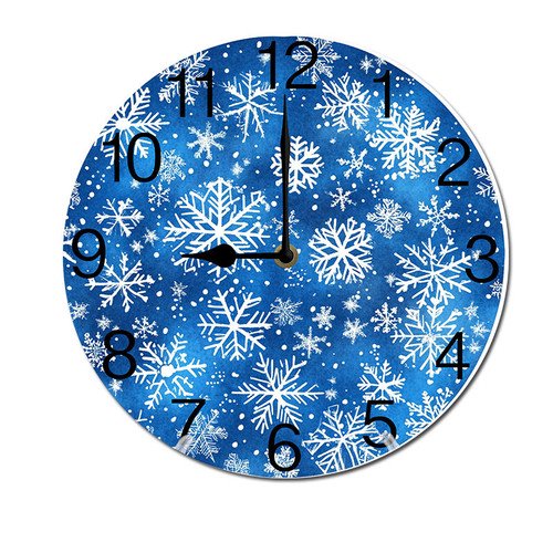 ZXCXRQFa Snowflake Merry Xmas Snowy Winter Wood Wall Clock Silent Non-Ticking Kitchen Desk Clock Battery Operated Analog Decorative Round Clocks 10 in Garden Home Decor