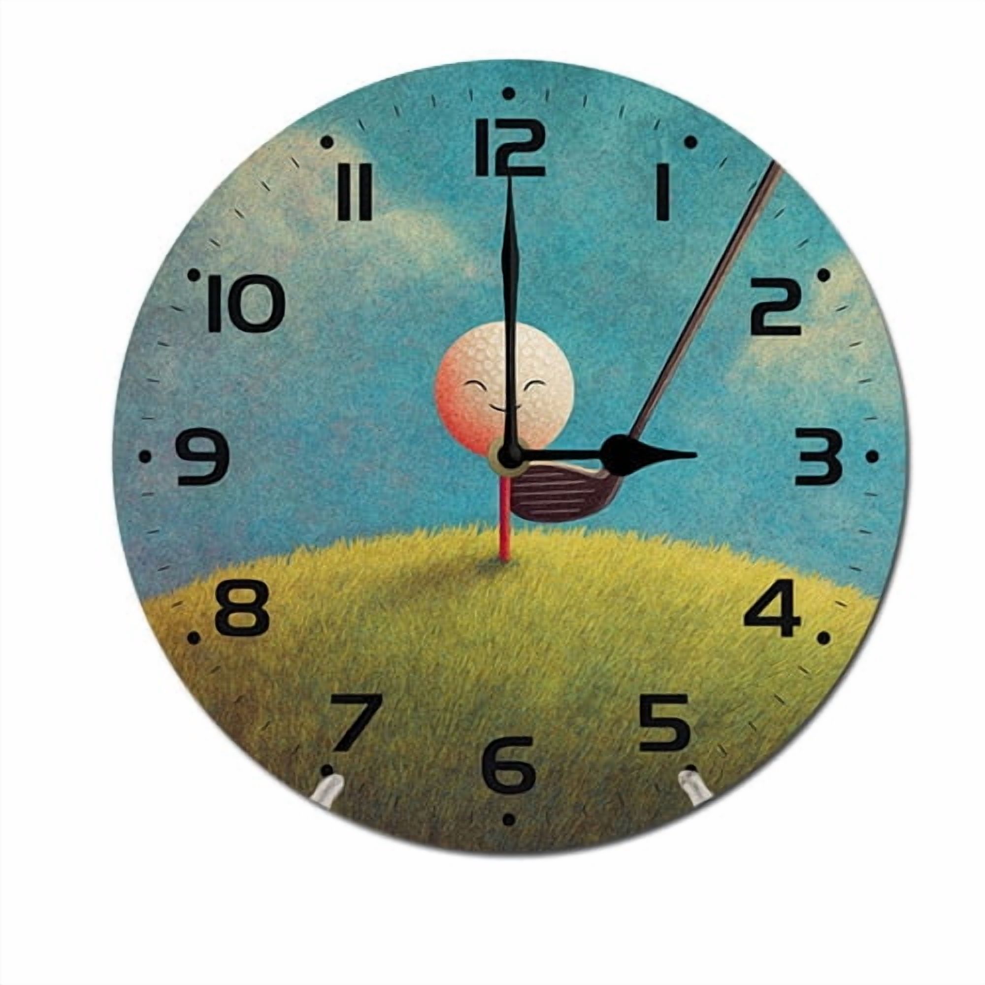 ZXCXRQFa Sport Golf Ball Wood Wall Clock Silent Non-Ticking Kitchen ...