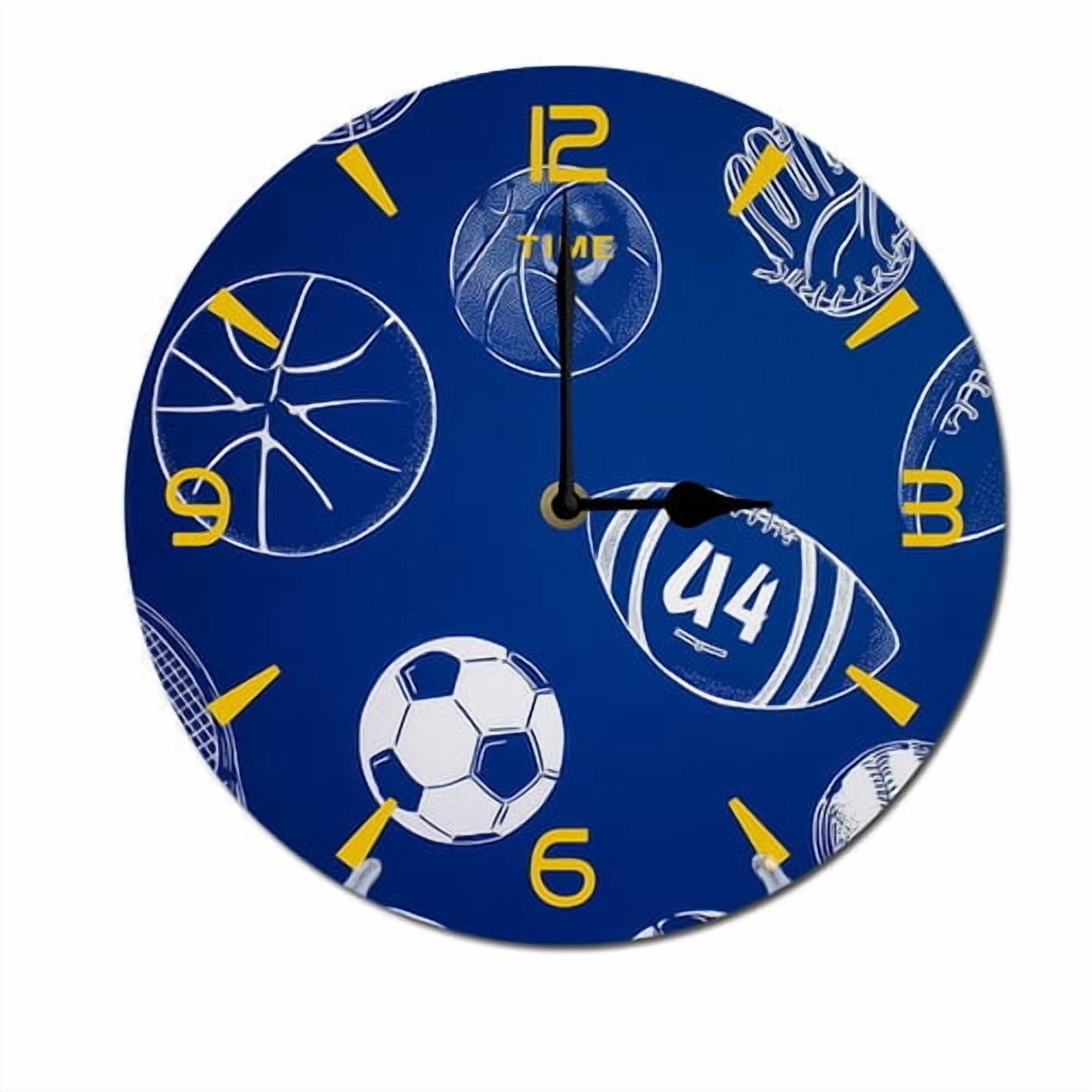ZXCXRQFa Sports Kids Wood Wall Clock Silent Non-Ticking Kitchen Desk ...