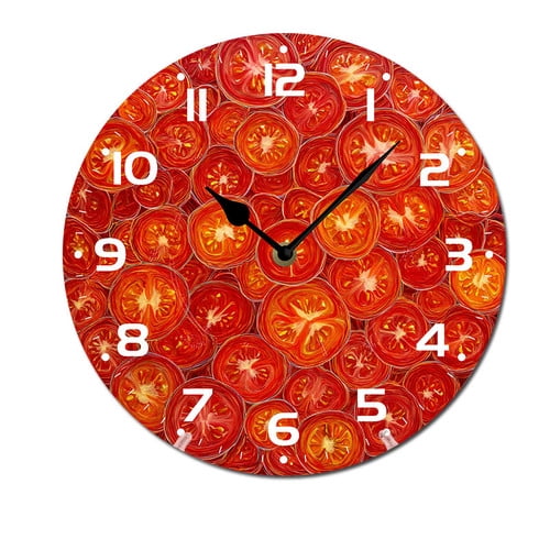 ZXCXRQFa Tomato Fresh Fruit Vegetable Silent Non Ticking Battery Operated Clock Vintage Round Clocks or Garage Basement Restaurant Workshop Wall Art 10inch