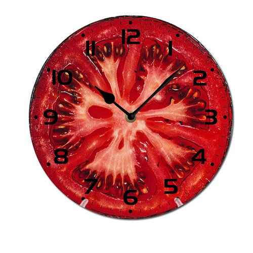 ZXCXRQFa Tomato Fresh Fruit Vegetable Wood Wall Clock Silent Non-Ticking Kitchen Desk Clock Battery Operated Analog Decorative Round Clocks 10 in Garden Home Decor