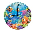 thumbnail image 1 of ZXCXRQFa Underwater Life Fish Algae Coral Reef Shark Starfish Round Wood Wall Clock, 10 Inch Battery Operated Analog Quiet Desk Clock for Home,Kitchen,Office,School,Bathroom, 1 of 7