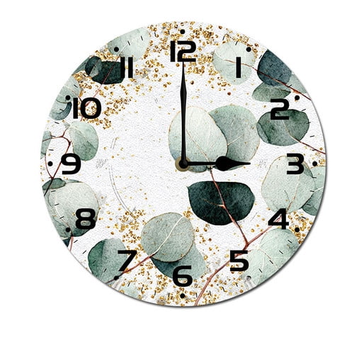 ZXCXRQFa Watercolor Daisy Flower Wall-Clock for Girls Bedroom Analog Battery Operated 10 Inch - Round Wood Wall Clock Silent Non-Ticking Bathroom Bedroom Decor