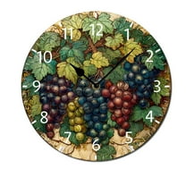 ZXCXRQFa Vintage Grapes Clock Home Decor Round Wood 10 Inch Wall Clocks Non Ticking Silent Clock Art for Living Room Kitchen Bedroom Decorative