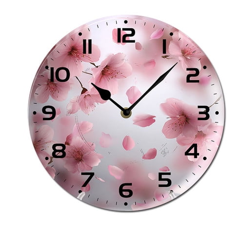 ZXCXRQFa Watercolor Flowers Wood Wall Clock Silent Non-Ticking Kitchen Desk Clock Battery Operated Analog Decorative Round Clocks 10 in Garden Home Decor
