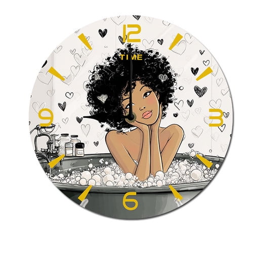 ZXCXRQFa Woman In The Bath Wall Clocks Battery Operated 10 Inch Silent Non-Ticking Quiet Desk Clock Decor for Living Room Home Office School Kitchen