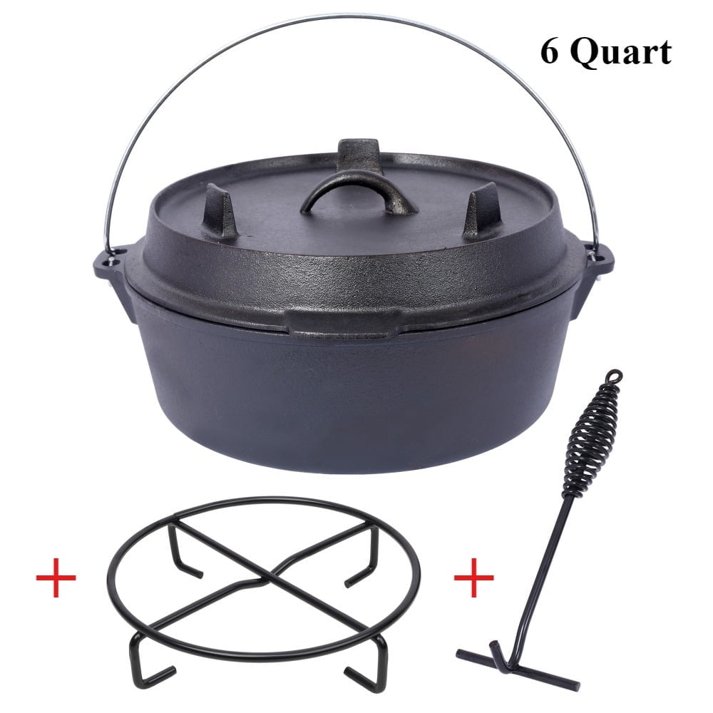 ZXFLOOV Pre-Seasoned Cast Iron Dutch Oven 4.5/6/8/12 Quart