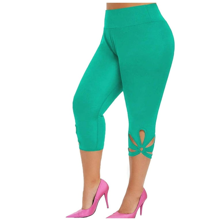ZXHACSJ Fashion Women's Big Size Workout Leggings Fitness Sports Gym  Running Yoga Pants Green XXXXL
