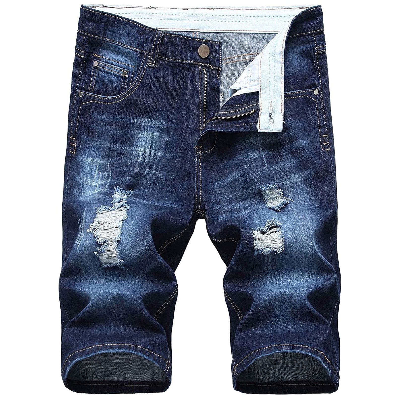 ZXHACSJ Men's Jeans Shorts Ripped Jeans Short Trousers Summer Leisure ...