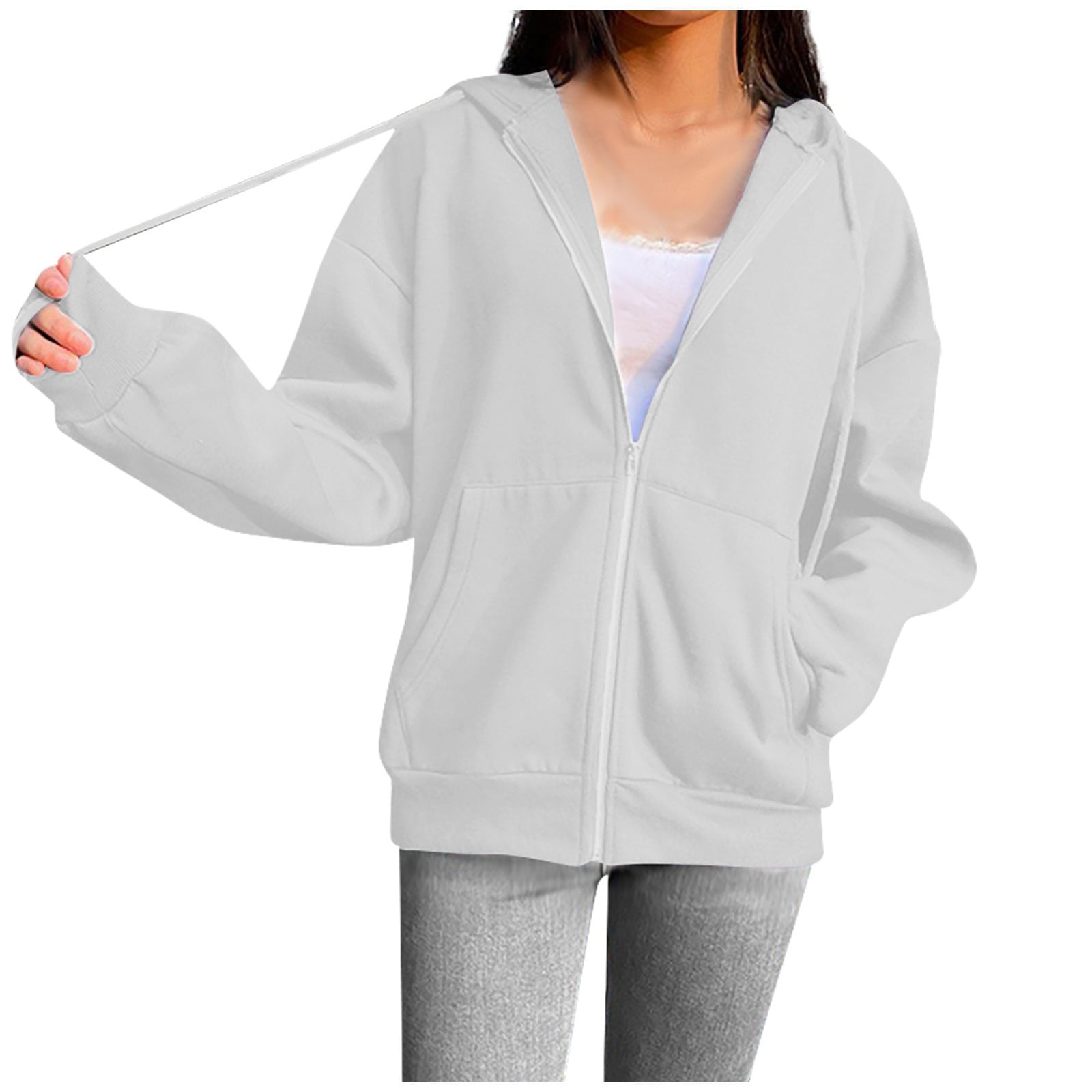 Women Sweatshirt Jacket Winter Clothes Female Zip Up Oversize