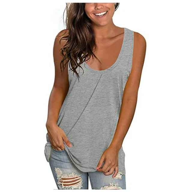 ZXHACSJ Women's Fashion Summer Sleeveless Solid Color Casual Sexy Thin ...