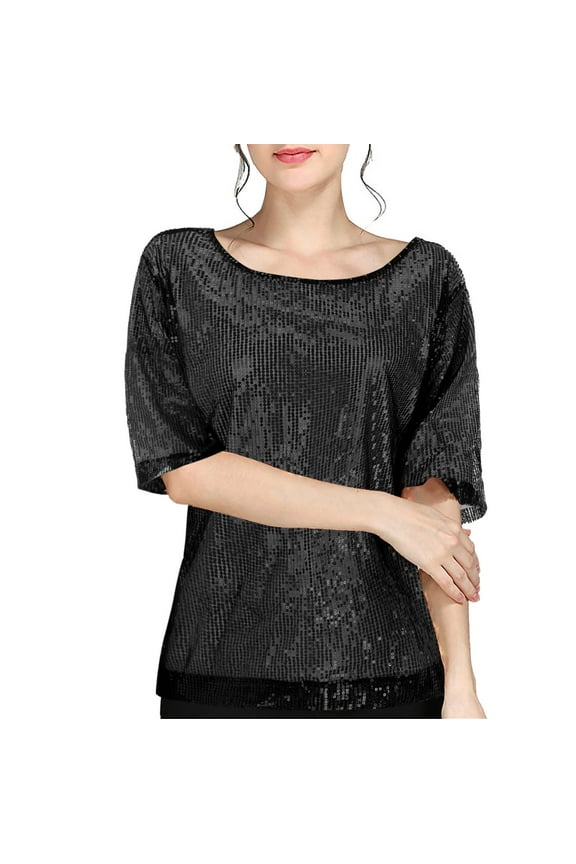 Blouse Fashion Sequins Party Tops Women Shirt Crop Coctail Women's Blouse Casual Outdoor Versatile Daily Wear