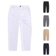 thumbnail image 1 of ZXLBBD Boy's Flat Front Dress Pants Adjustable Waist School Uniform formal Pants Solid Color Trousers for Kids Youth Versatile Casual Outdoor,White,Size 17 Y-18 Y, 1 of 3