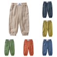 thumbnail image 1 of ZXLBBD Boy's Linen Pants Toddler Kids Basic Plain Soft Joggers Home Pants Solid Color Breathable Spring Comfy Trousers Versatile Casual Daily Wear,Khaki,Size 5 Y-6 Y, 1 of 7
