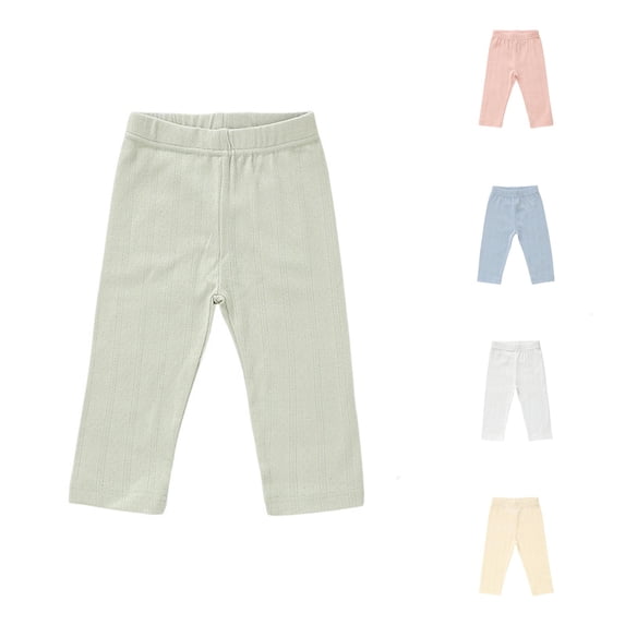ZXLBBD Boy's Ribbed Straight Leg Long Pants Elastic Waist Solid Color Baby Leggings Toddler Kids Soft Blend Bottoms Versatile Casual Daily Wear,Light Green,Size 0 M-3 M