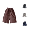 thumbnail image 1 of ZXLBBD Boy's Wide Leg Linen Pants Stripe Print Loose Fit Comfortable Soft Blend Baggy Trousers for Toddler Kids Fashion Casual Outdoor,Coffee,Size 6 Y-7 Y, 1 of 4