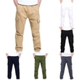 thumbnail image 1 of ZXLBBD Boys' Cargo Pants Stretch Elastic Waist School Uniform Kids Twill Joggers Solid Color Slim Fit Dress Pants Fashion Casual Outdoor,Beige,Size 4 Y-5 Y, 1 of 7