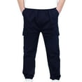 thumbnail image 1 of ZXLBBD Boys Cargo Pants Stretch Elastic Waist Slim Fit Pockets Solid Color Youth Kids Twill Joggers Durable Loose Outdoor, 1 of 6