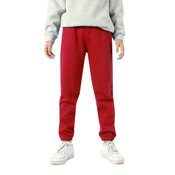 ZXLBBD Boys Girls Active Pants Jogger Sweatpants with Pockets Kids Trousers Solid Color Sweat Pants Casual Loose Fit Outdoor Daily Wear Size 6 Y-7 Y