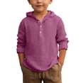 thumbnail image 1 of ZXLBBD Boys Hooded Shirt Long Sleeve Button Down Beach Breathable Solid Color Youth Children Tee Tops Versatile Summer Dailywear, 1 of 4