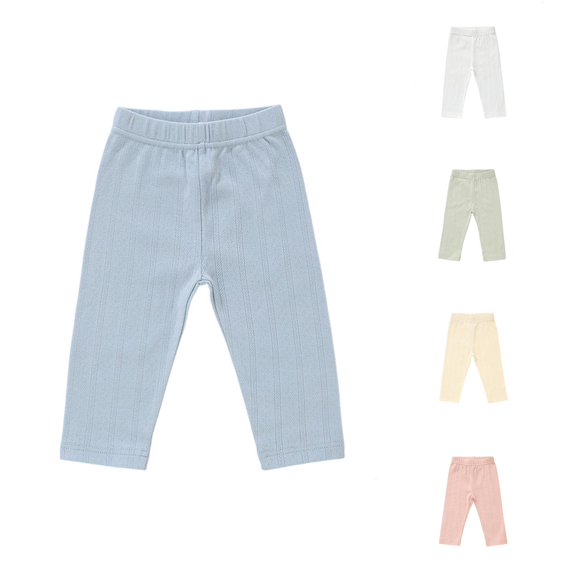 ZXLBBD Boys' Ribbed Straight Leg Long Pants Elastic Waist Solid Color Baby Leggings Toddler Kids Soft Blend Bottoms Fashion Casual Daily Wear,Light Blue,Size 12 M-18 M