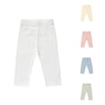 thumbnail image 1 of ZXLBBD Boys Ribbed Straight Leg Long Pants Elastic Waist Solid Color Baby Leggings Toddler Kids Soft Blend Bottoms Versatile Casual Daily Wear,White,Size 18 M-24 M, 1 of 5