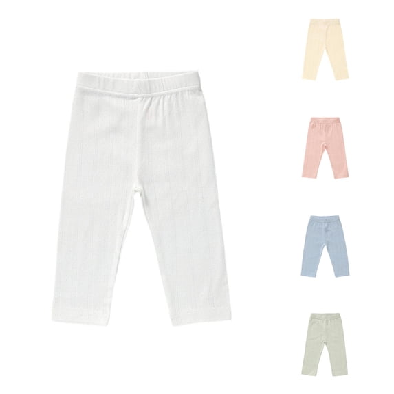 ZXLBBD Boys Ribbed Straight Leg Long Pants Elastic Waist Solid Color Baby Leggings Toddler Kids Soft Blend Bottoms Versatile Casual Daily Wear,White,Size 18 M-24 M