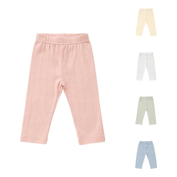 ZXLBBD Boys Ribbed Straight Leg Long Pants Elastic Waist Solid Color Baby Leggings Toddler Kids Soft Blend Bottoms Versatile Casual Outdoor,Light Pink,Size 12 M-18 M