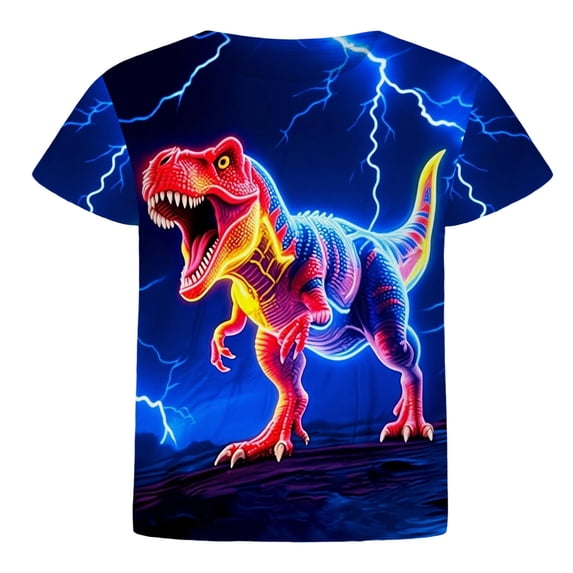 ZXLBBD Boys Short Sleeve T Shirt Dinosaur Prints Stylish Oudoor Activities Kids Child Trendy Tee Tops Versatile Summer Dailywear
