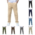 thumbnail image 1 of ZXLBBD Boys Straight Leg Cargo Pants Elastic Waist Slim Fit Comfortable Solid Color Dress Pants for Kids School Fashion Casual Daily Wear,Beige,Size 13 Y-14 Y, 1 of 7