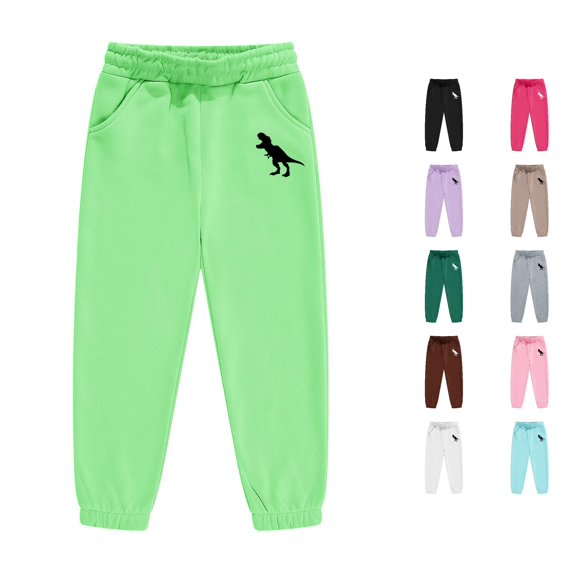 ZXLBBD Boys' Sweatpants Dinosaur Print Drawstring Elastic Waist Straight Leg Joggers Sports Workout Pants for Kids Versatile Casual Daily Wear,Green,Size 2 Y-3 Y