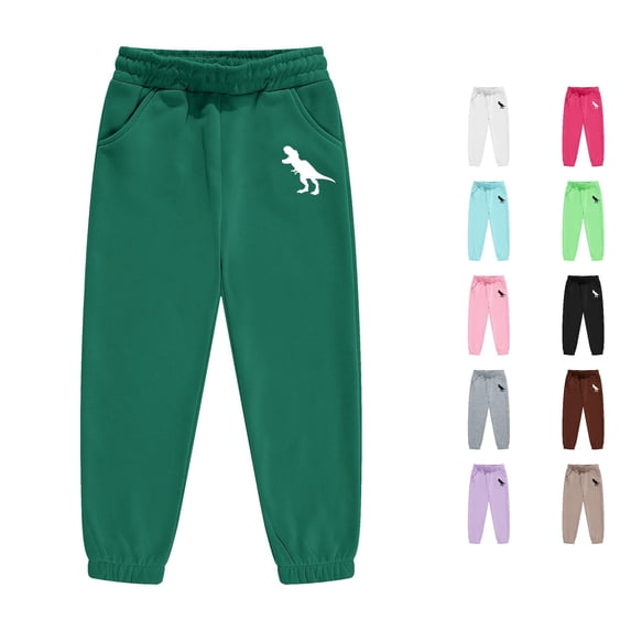 ZXLBBD Boys Sweatpants Dinosaur Print Drawstring Elastic Waist Straight Leg Joggers Sports Workout Pants for Kids Versatile Casual Outdoor,Dark Green,Size 2 Y-3 Y