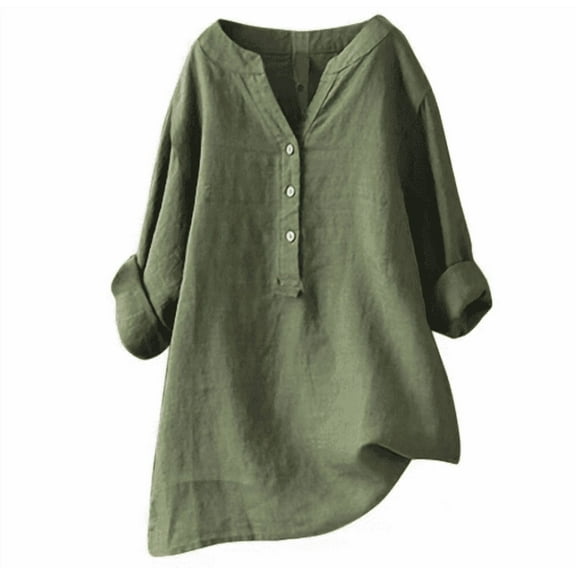 ZXLBBD Button Down Blouse Tops Stand Solid Color Long Sleeve Women Shirt Blouse Casual Outdoor Comfort Daily Wear