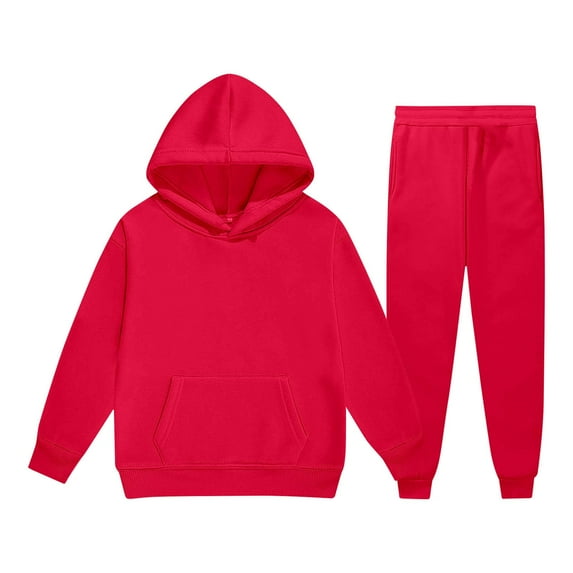 ZXLBBD Child Toddler Boys Girls Long Sleeve Solid Color Warm Hoodie Pullover Tops and Pants Sweat Suit Comfort Outdoor Daily Wear Size 12 Y-13 Y