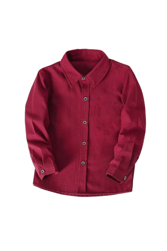 Classic Lapel Dress Shirts for Boys Formal Long Sleeve Button Down Shirt for Kids Performance Tshirt Versatile Summer Dailywear